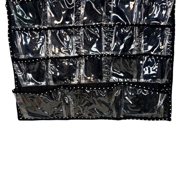 Monogram M Hanging Jewelry Organizer Pink Black Polka Dot 66 Pockets DBL Sided - Picture 4 of 9